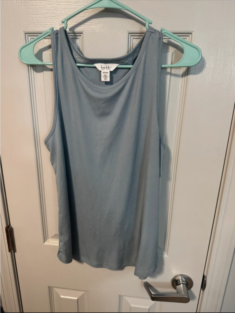 Nicole Miller Light Blue Ribbed Tank Top